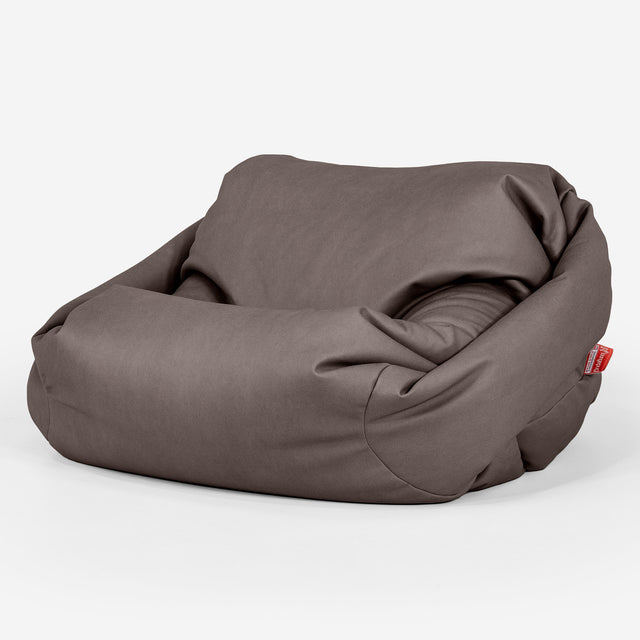 Poltrona Pouf Sacco Sabine - Pelle Vegana Cioccolato 01