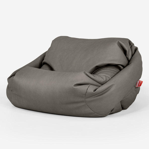 Poltrona Pouf Sacco Sabine - Pelle Vegana Grigio 01