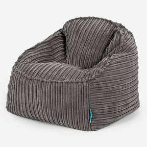 Poltrona Pouf Sacco Sloucher per Bambini 2 a 6 anni - Velluto a Coste Grafite