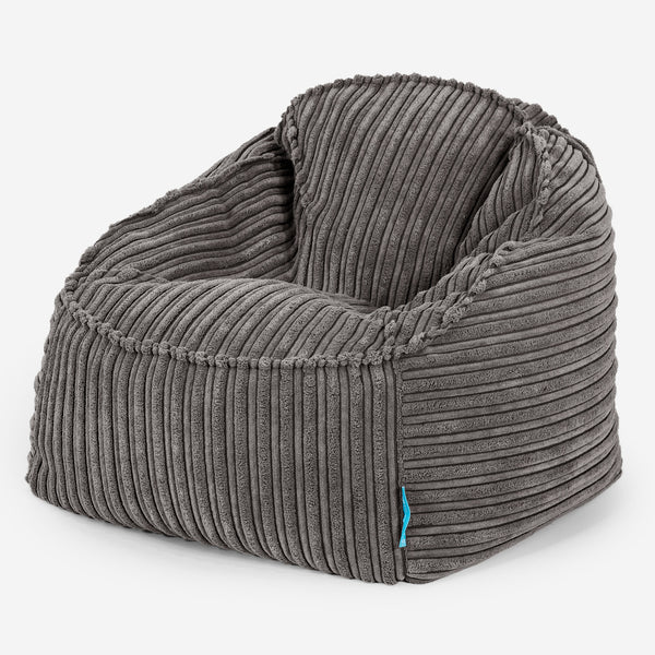 Poltrona Pouf Sacco Sloucher per Bambini 2 a 10 anni - Velluto a Coste Grafite 01