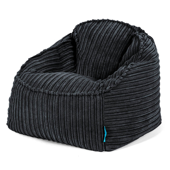 Poltrona Pouf Sacco Sloucher per Bambini 2 a 6 anni - Velluto a Coste Nero 01