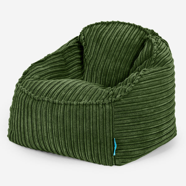 Poltrona Pouf Sacco Sloucher per Bambini 2 a 10 anni - Velluto a Coste Verde Foresta 01