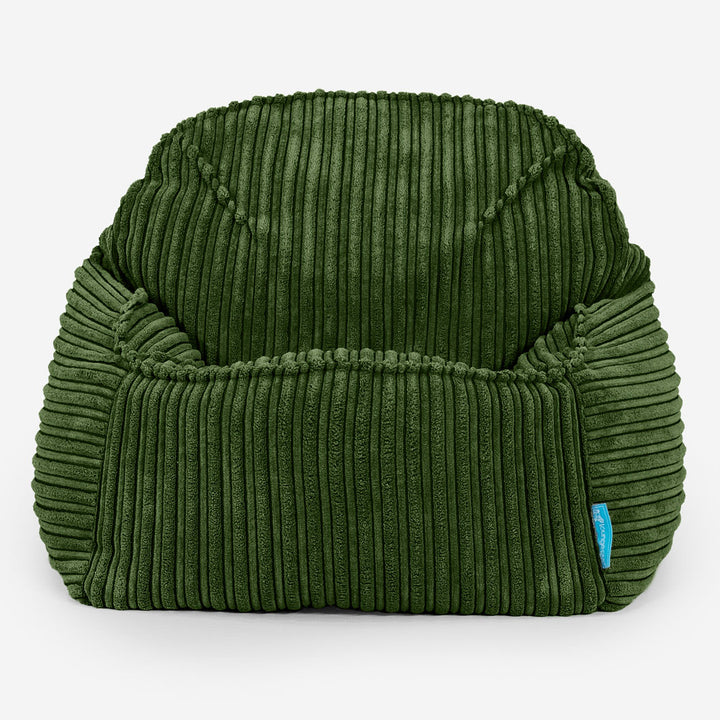 Poltrona Pouf Sacco Sloucher per Bambini 2 a 6 anni - Velluto a Coste Verde Foresta 02