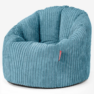 Poltrona Sacco 'Abbraccio', Pouf - Velluto a Coste Egeo Blu