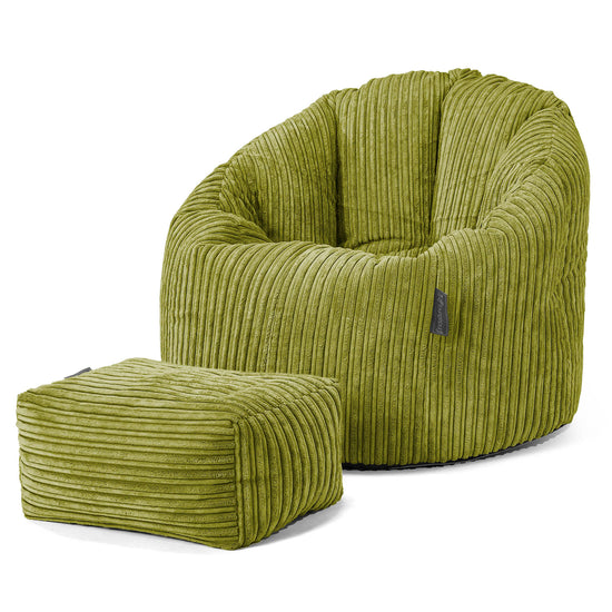 Poltrona Sacco 'Abbraccio', Pouf - Velluto a Coste Lime 02
