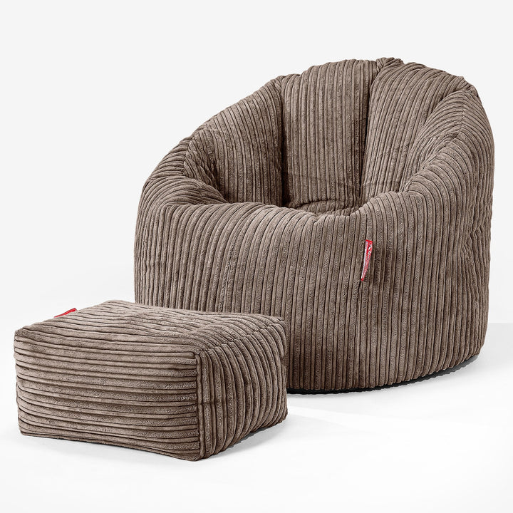 Poltrona Sacco 'Abbraccio', Pouf - Velluto a Coste Moca 02