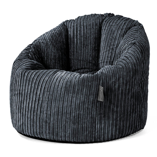 Poltrona Sacco 'Abbraccio', Pouf - Velluto a Coste Nero 01