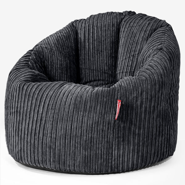 Poltrona Sacco 'Abbraccio', Pouf - Velluto a Coste Nero 01