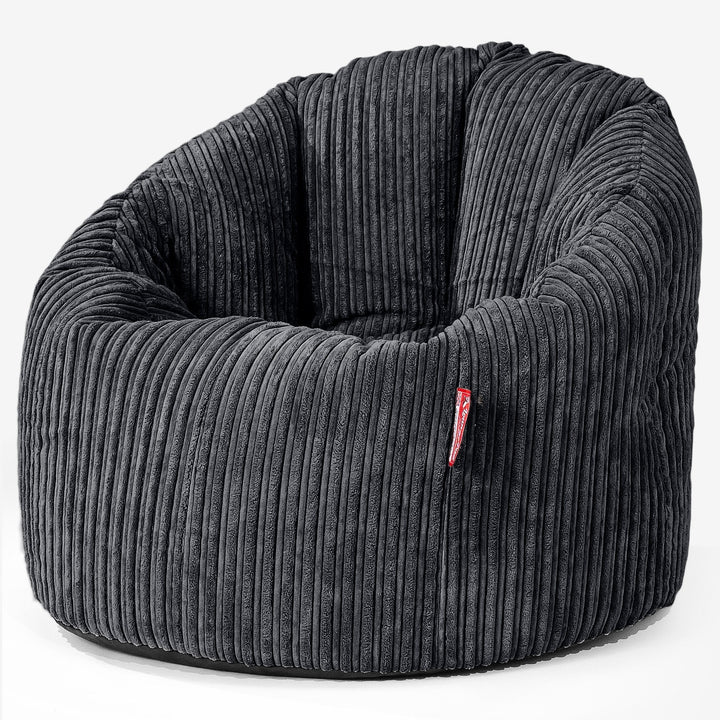 Poltrona Sacco 'Abbraccio', Pouf - Velluto a Coste Nero 01