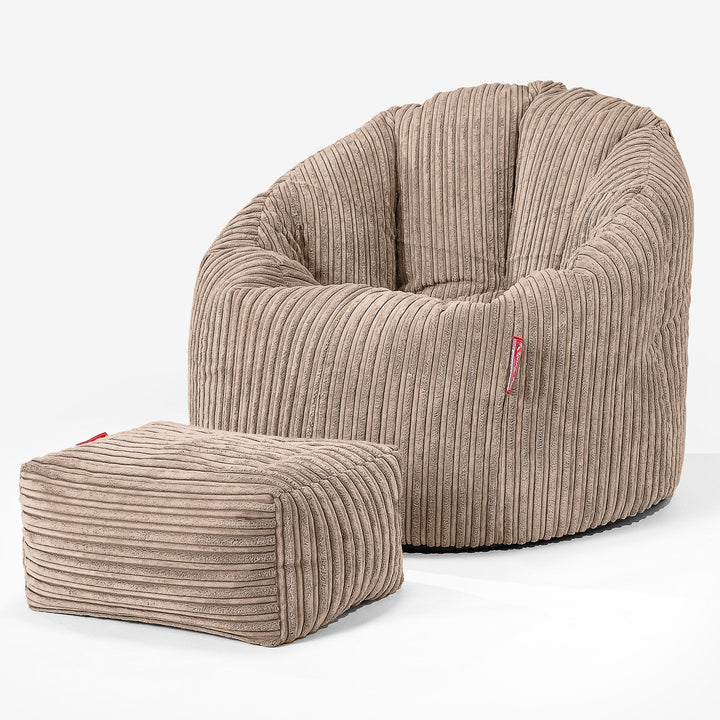 Poltrona Sacco 'Abbraccio', Pouf - Velluto a Coste Sabbi 02