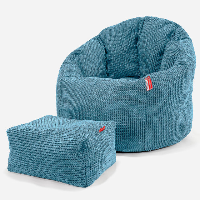 Poltrona Sacco 'Abbraccio', Pouf - Pompon Egeo Blu 02
