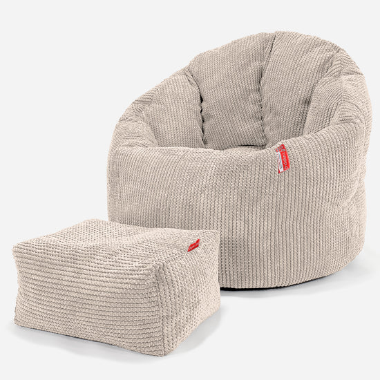 Poltrona Sacco 'Abbraccio', Pouf - Pompon Panna 02