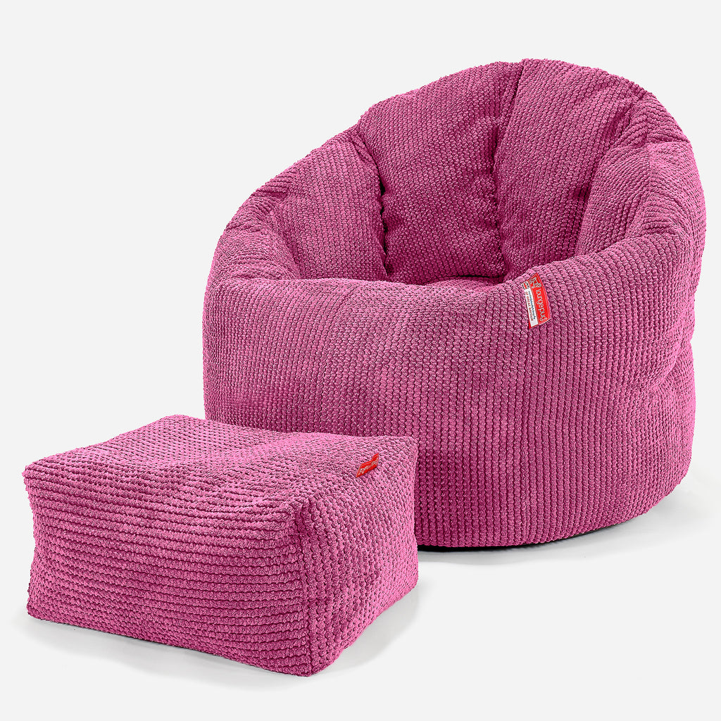Poltrona Sacco 'Abbraccio', Pouf - Pompon Rosa 02