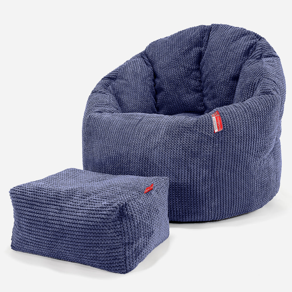Poltrona Sacco 'Abbraccio', Pouf - Pompon Viola 02