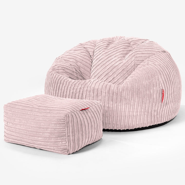 Poltrona Sacco 'Classico' - Velluto a Coste Rosa Cipria 02
