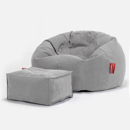 Poltrona Sacco 'Classico' - Denim Effetto Consumato Grigio 02