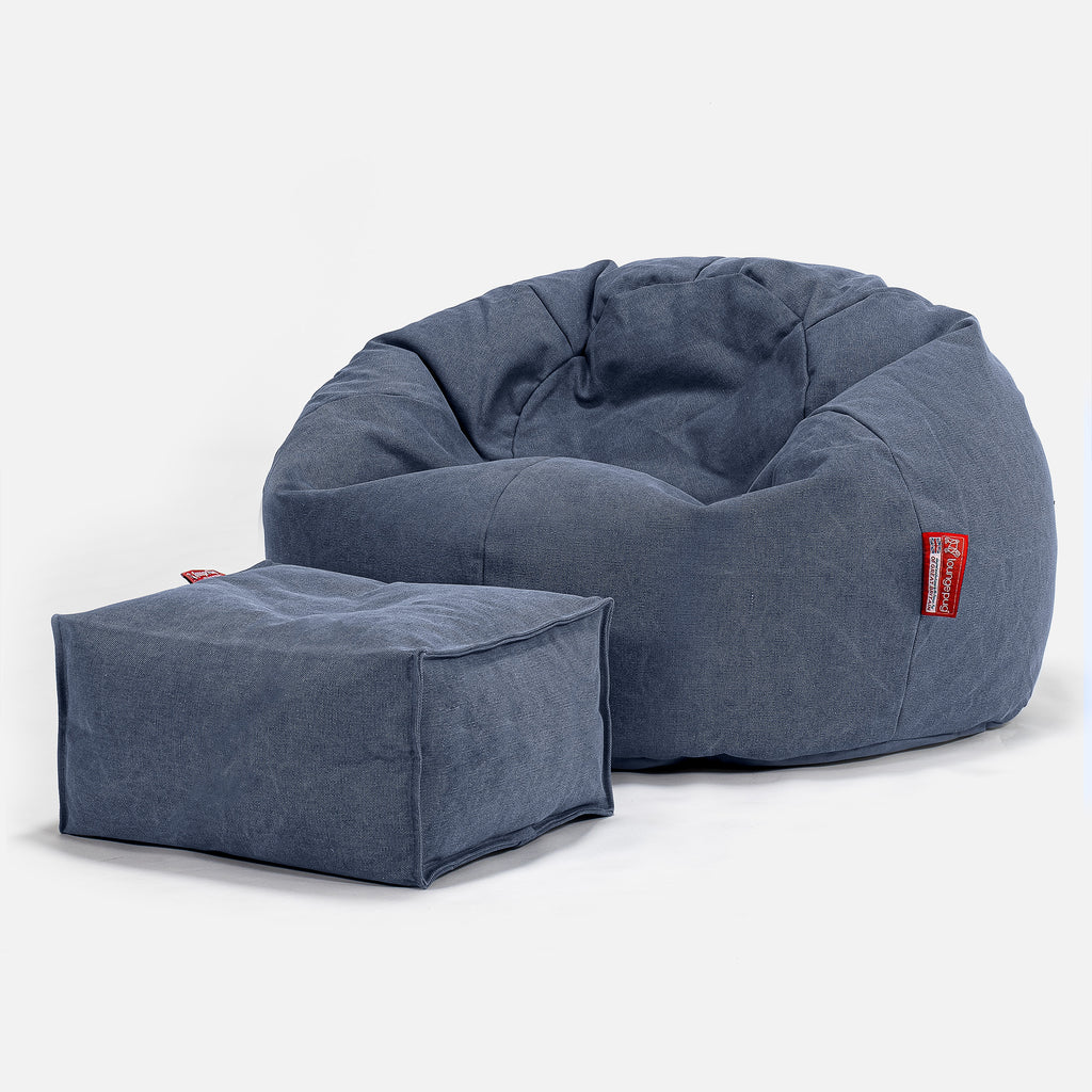 Poltrona Sacco 'Classico' - Denim Effetto Consumato Navy 02