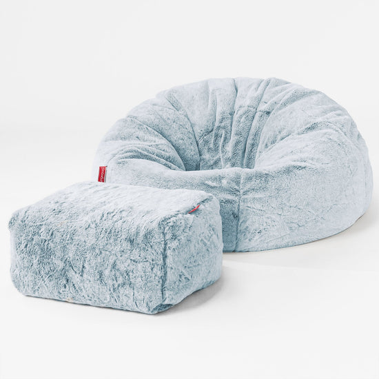 Poltrona Sacco 'Classico' - Eco-pelliccia di Coniglio Azzurro Polvere 02