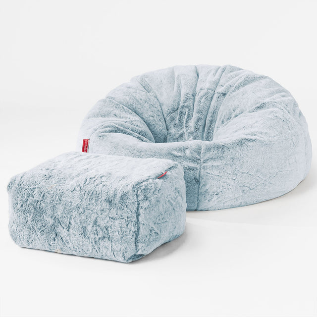 Poltrona Sacco 'Classico' - Eco-pelliccia di Coniglio Azzurro Polvere 02
