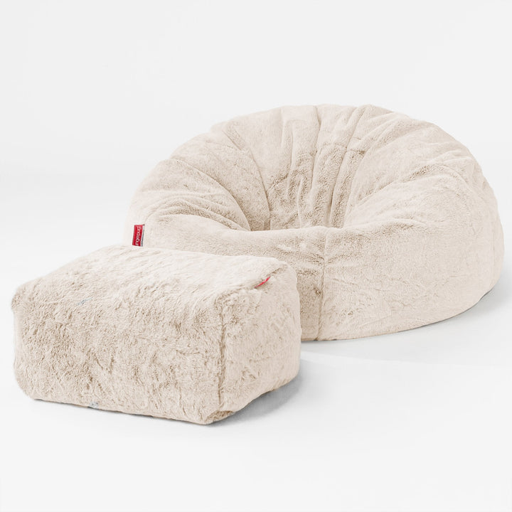Poltrona Sacco 'Classico' - Eco-pelliccia di Coniglio Bianco 02