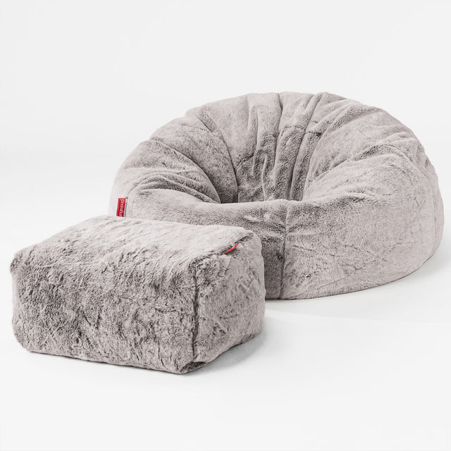 Poltrona Sacco 'Classico' - Eco-pelliccia di Coniglio Grigio Chiaro 02