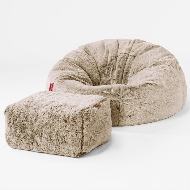 Poltrona Sacco 'Classico' - Eco-pelliccia di Coniglio Marrone dorato 02