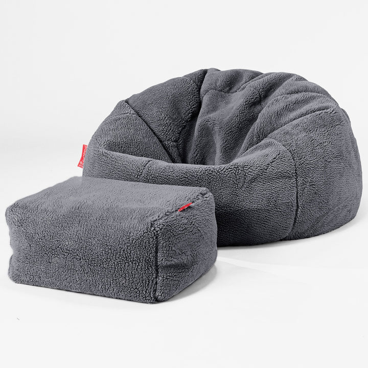 Poltrona Sacco 'Classico' - Eco-pelliccia Orsacchiotto Grigio scuro 02