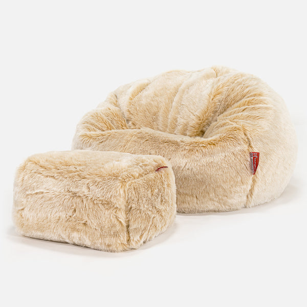 Poltrona Sacco 'Classico' - Finta Pelliccia Bianco 01