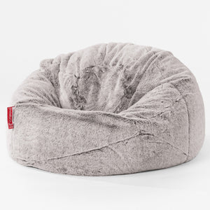 Poltrona Sacco 'Classico' per Bambini 1-5 anni - Eco-pelliccia di Coniglio Grigio Chiaro