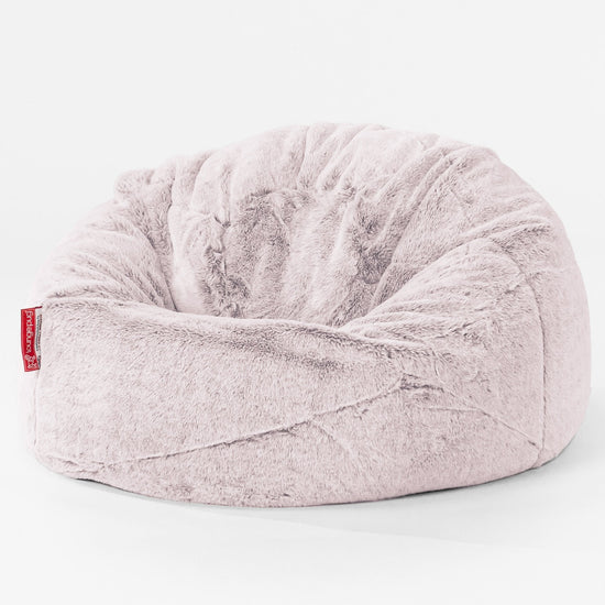 Poltrona Sacco 'Classico' per Bambini - Eco-pelliccia di Coniglio Rosa Antico 01