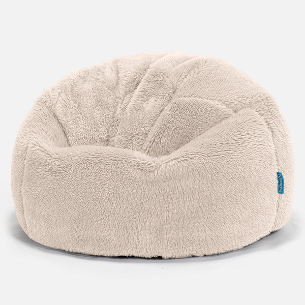 Poltrona Sacco 'Classico' per Bambini - Eco-pelliccia Orsacchiotto Panna 01