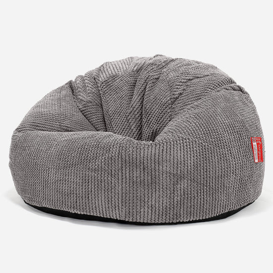 Pouf Sacco Per Bambini, C200L CloudSac, Imbottito Di Fiocchi Di Lattice e Poliestere 2-12 anni - Pompon Carbone Grigio 01