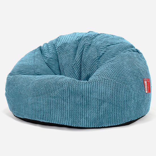 Pouf Sacco Per Bambini, C200L CloudSac, Imbottito Di Fiocchi Di Lattice e Poliestere 2-12 anni - Pompon Egeo Blu 01