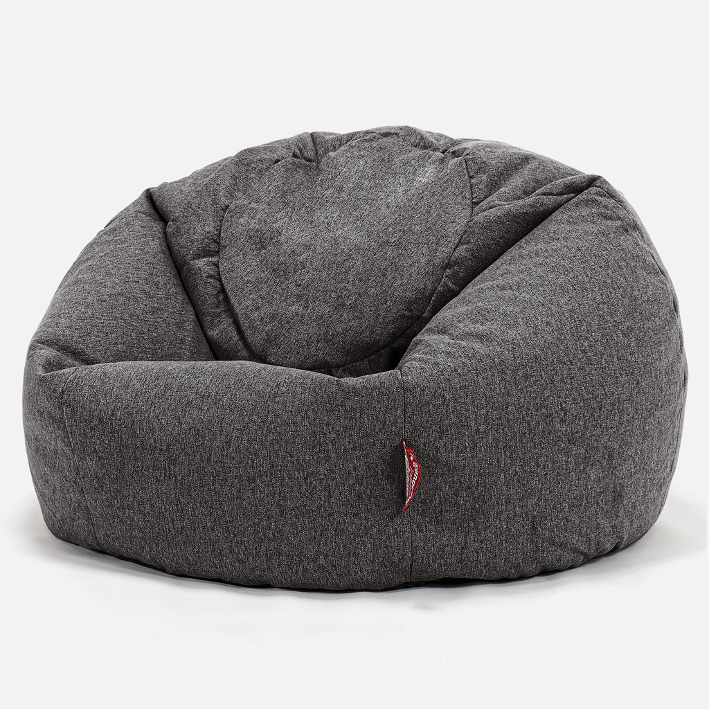 Pouf Sacco Per Bambini, C200L CloudSac, Imbottito Di Fiocchi Di Lattice e Poliestere 2-12 anni - Tessuto in Lana Interalli Grigio 01