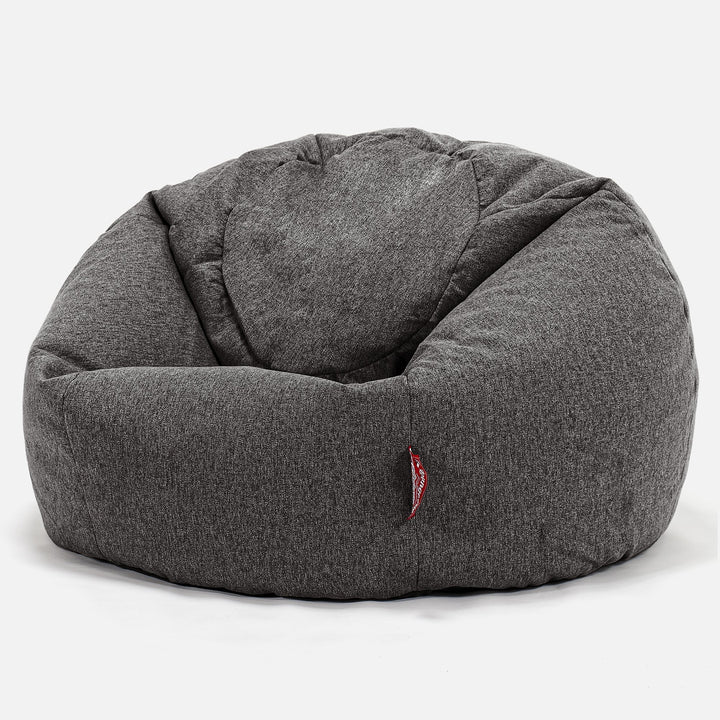 Pouf Sacco Per Bambini, C200L CloudSac, Imbottito Di Fiocchi Di Lattice e Poliestere 2-12 anni - Tessuto in Lana Interalli Grigio 01