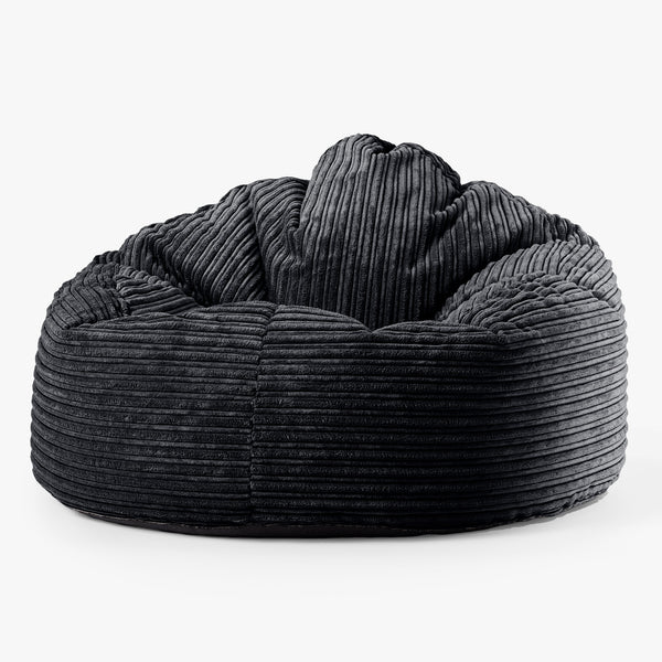 Poltrona Sacco 'Archi', Pouf - Velluto a Coste Nero 01