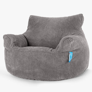 Poltrona Sacco Per Bambini 3-8 anni - Pompon Carbone Grigio