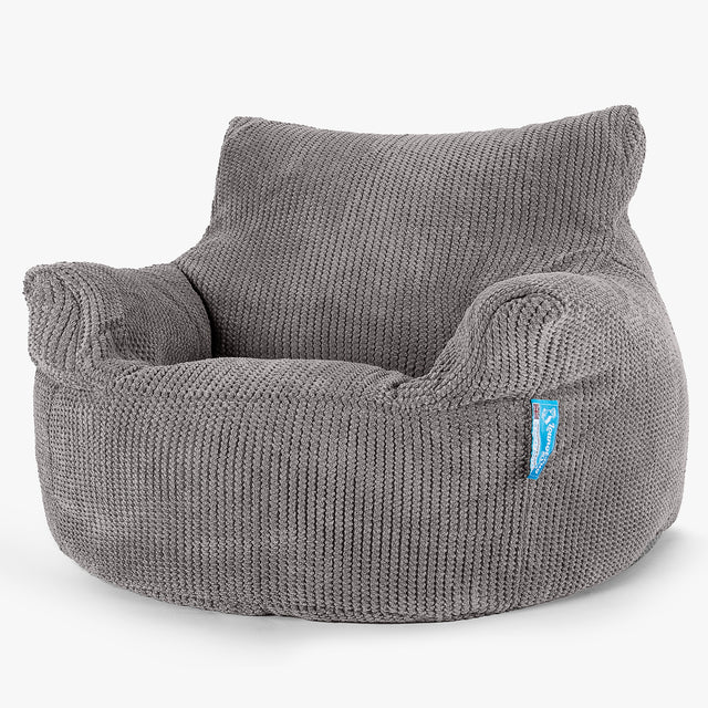 Poltrona Sacco Per Bambini 3-8 anni - Pompon Carbone Grigio 01