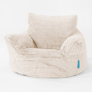 Poltrona Sacco Per Bambini Piccolo 1-3 anni - Eco-pelliccia di Coniglio Bianco