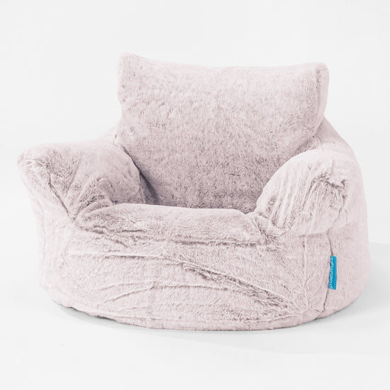 Poltrona Sacco Per Bambini Piccolo 1-3 anni - Eco-pelliccia di Coniglio Rosa Antico 01