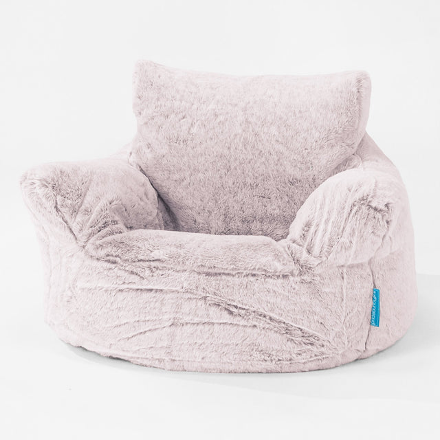 Poltrona Sacco Per Bambini Piccolo 1-3 anni - Eco-pelliccia di Coniglio Rosa Antico 01