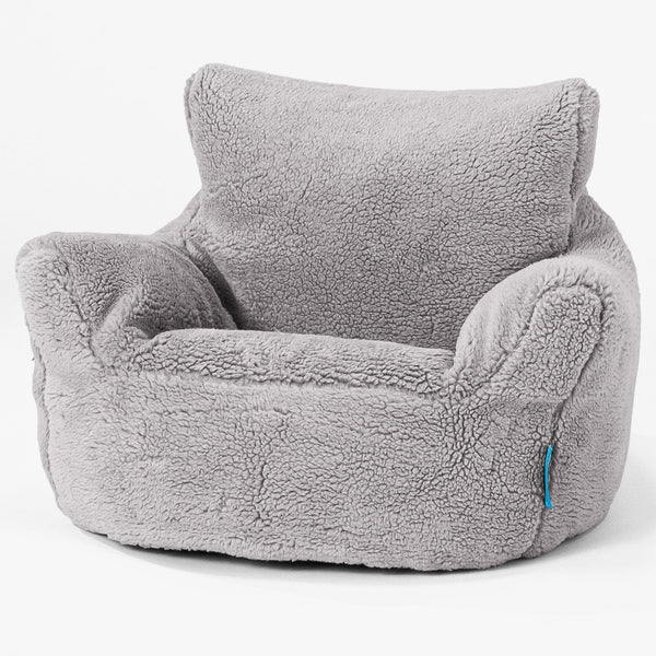 Poltrona Sacco Per Bambini Piccolo 1-3 anni - Eco-pelliccia Orsacchiotto Grigio Medio 01