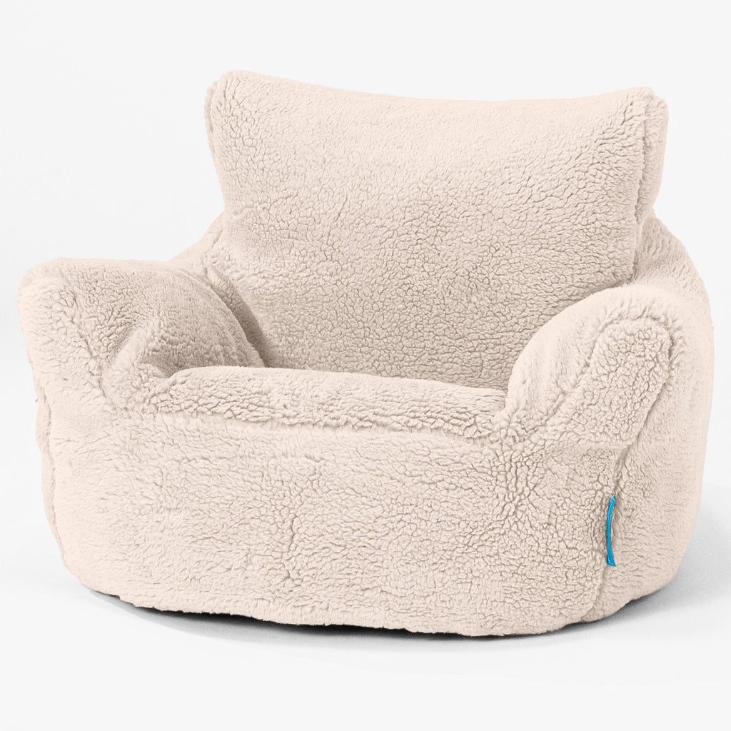 Poltrona Sacco Per Bambini Piccolo 1-3 anni - Eco-pelliccia Orsacchiotto Panna 01