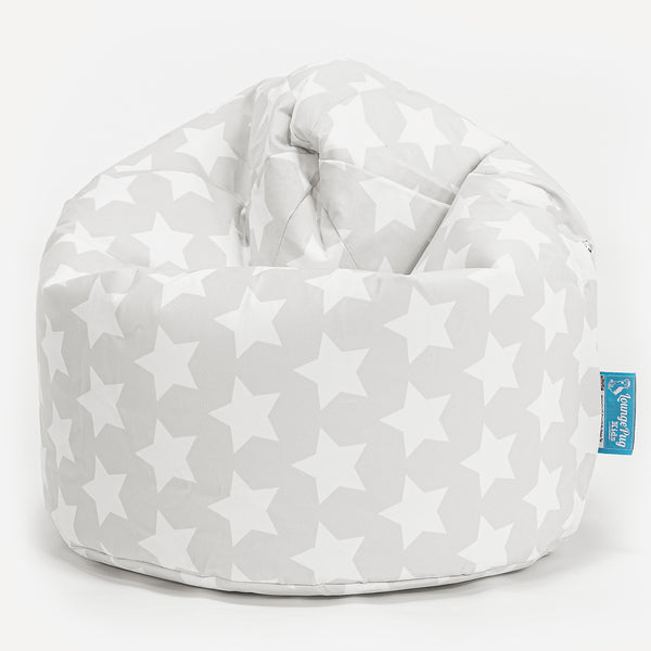 Poltrona Sacco Per Bambini, Pouf 2-6 anni - Motivo per Bambini Stella Grigio Fabric Close-up Image