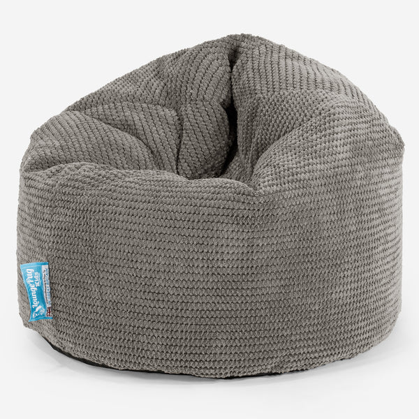 Poltrona Sacco Per Bambini, Pouf 2-6 anni - Pompon Carbone Grigio 01