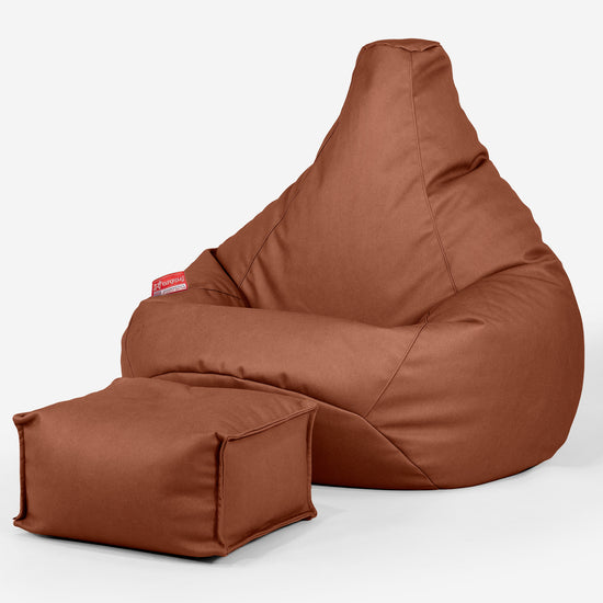 Poltrona Sacco Pouf 'Gioco' - Pelle Vegana Castagno 01