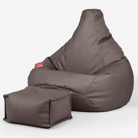 Poltrona Sacco Pouf 'Gioco' - Pelle Vegana Cioccolato 01