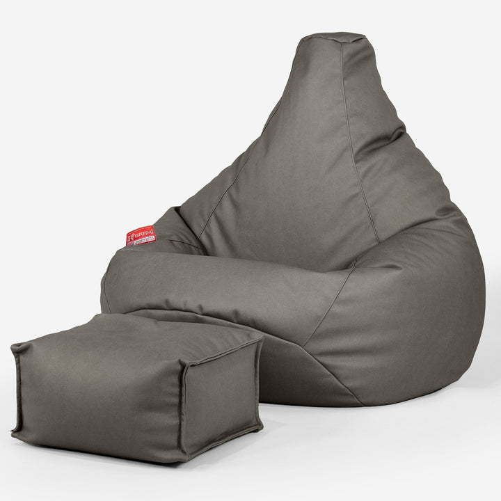 Poltrona Sacco Pouf 'Gioco' - Pelle Vegana Grigio 01