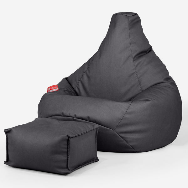 Poltrona Sacco Pouf 'Gioco' - Pelle Vegana Nero 01