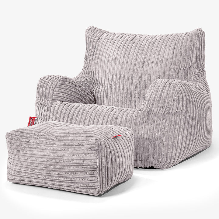 Josephine Poltrona Sacco, Pouf - Velluto a Coste Grigio Argento 02